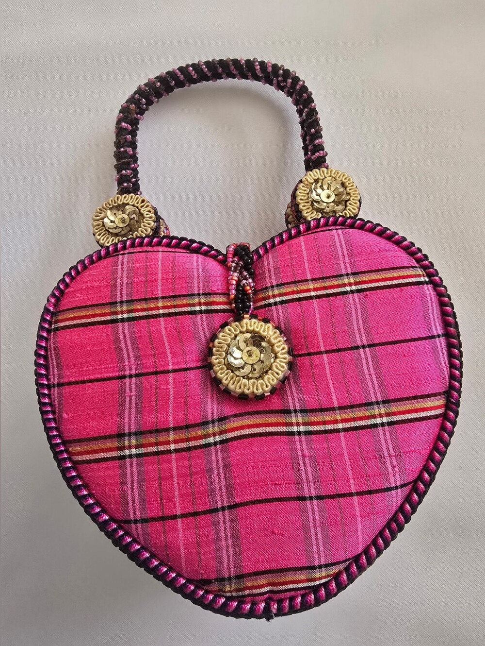 Mary Frances Pink Plaid Heart Embellished Mini Bag - Picture 2 of 4